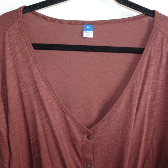 Old Navy Plus Size Button Down Short Sleeve V-Neck Jersey Tee - Picture 3 of 5